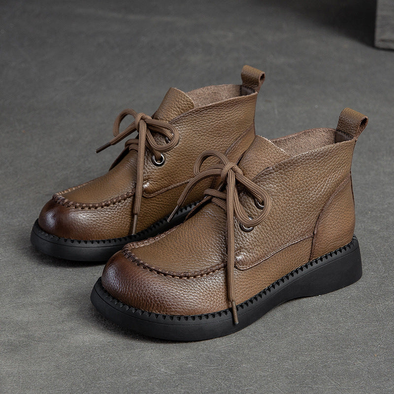 Women Minimalist Soft Leather Casual Ankle Boots-RAIIFY