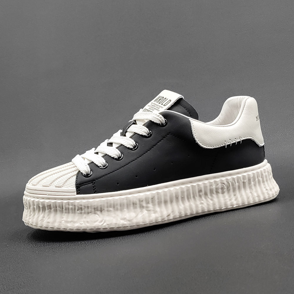 Men Fashion Leather Thick Soled Casual Sneakers-RAIIFY