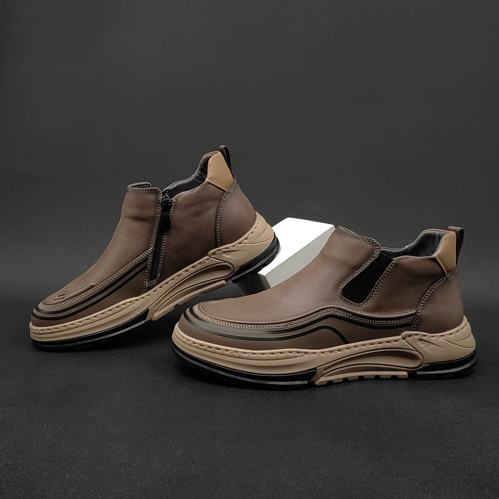 Men Fashion Minimalist Leather Ankle Boots-RAIIFY