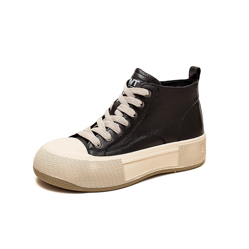 Women Stylish Casual Leather Flat Ankle Boots-RAIIFY