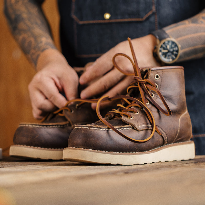 Men Retro Style Minimalist Leather Casual Boots-RAIIFY