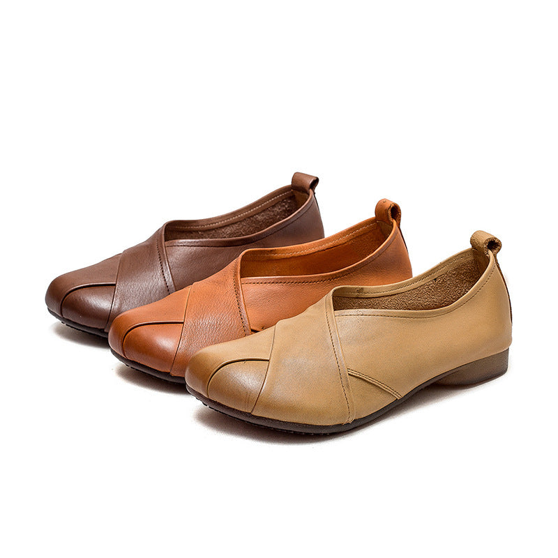 Women Solid Soft Leather Casual Flats-RAIIFY
