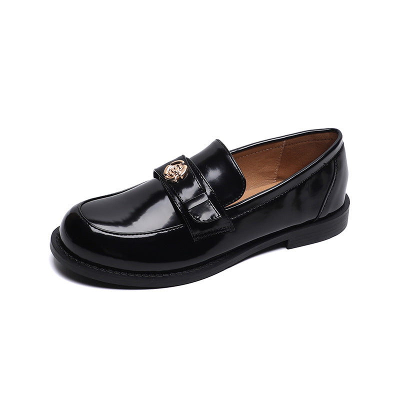 Women Minimalist Glossy Leather Casual Soft Flat Loafers-RAIIFY