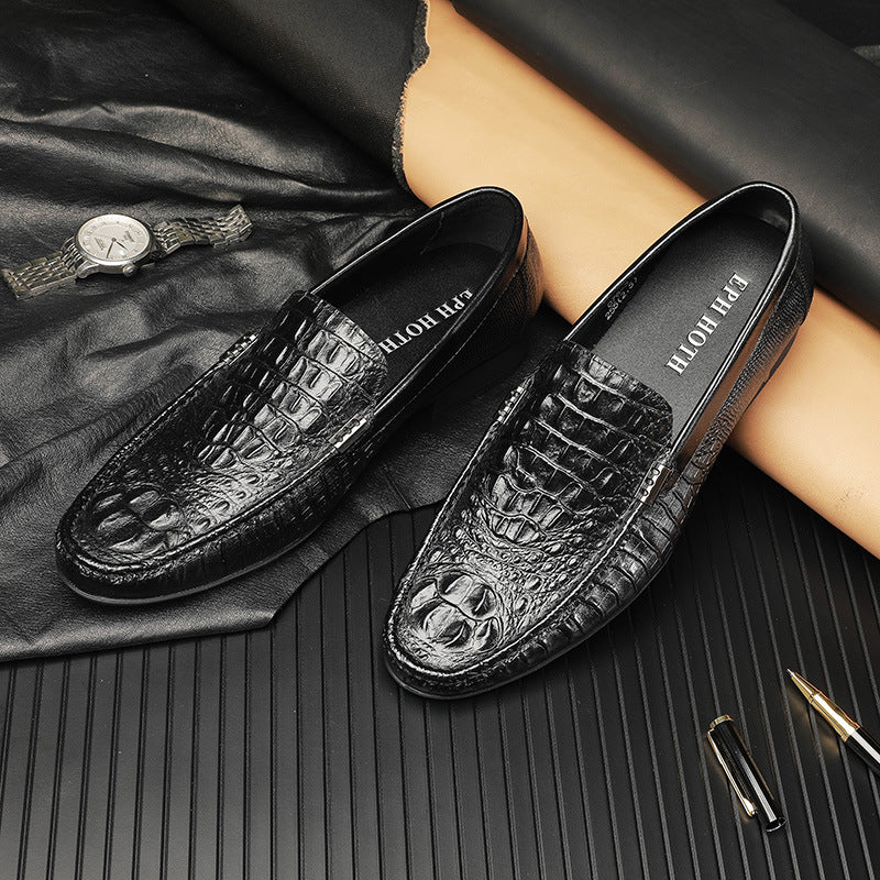 Men Classic Embossing Cowhide Casual Slip-On Loafers-RAIIFY