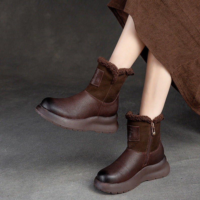 Women Retro Furred Winter Snow Boots-RAIIFY