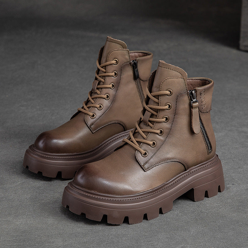 Women Casual Minimalist Soft Leather Boots-RAIIFY