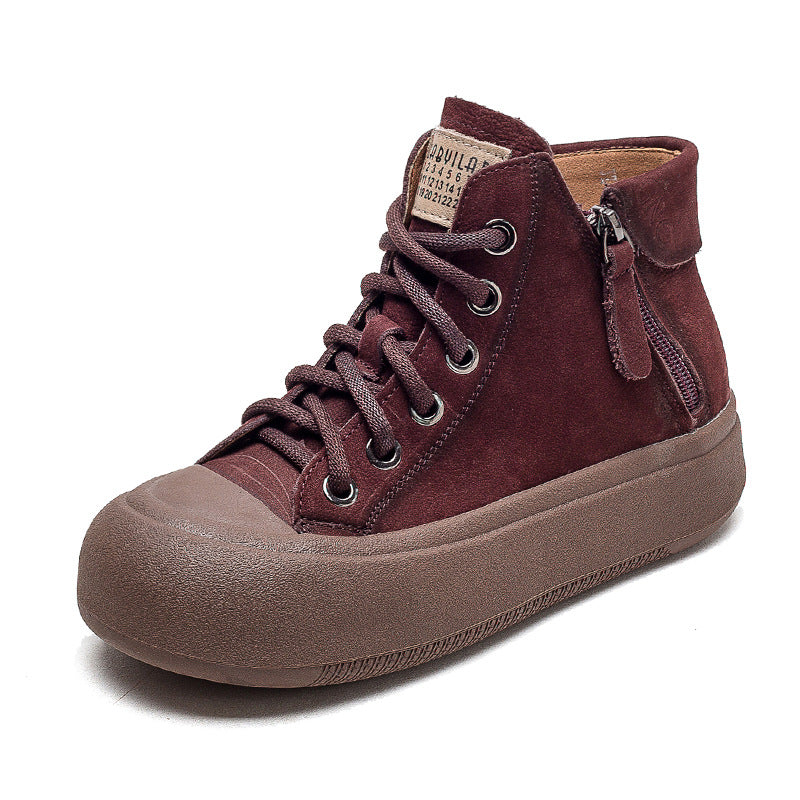 Women Stylish Casual Leather Flat Ankle Boots-RAIIFY