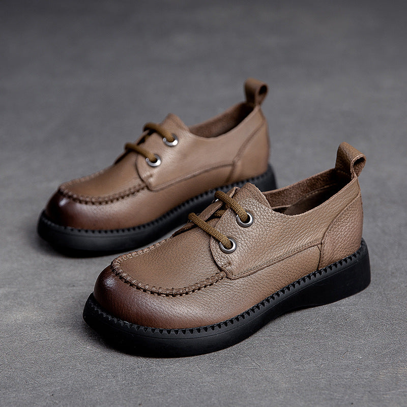 Women Retro Flat Leather Casual Shoes-RAIIFY