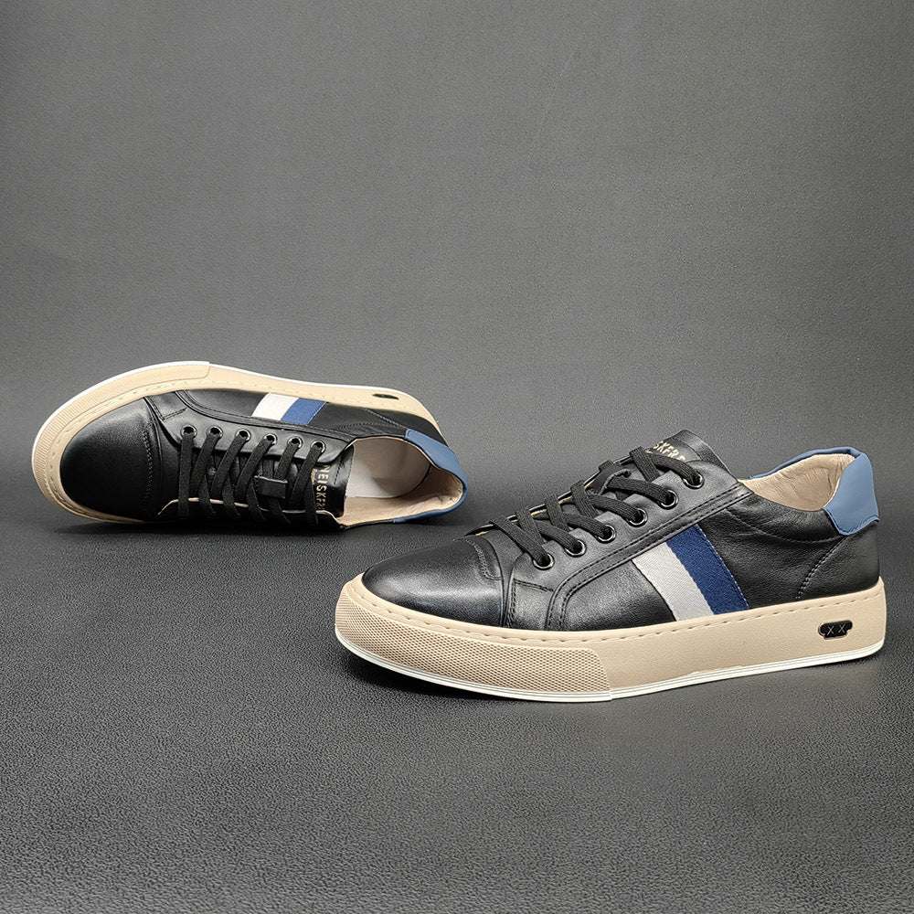 Men Fashion Casual Leather Flat Court Sneakers-RAIIFY