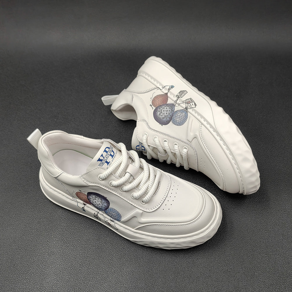 Men Fashion Leather Flat Lace-up Casual Sneakers-RAIIFY