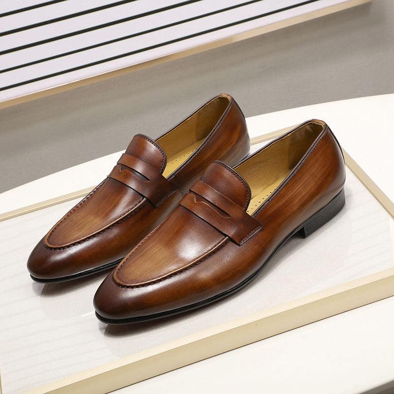 Men Cowhide Casual Leather Retro Loafers-RAIIFY