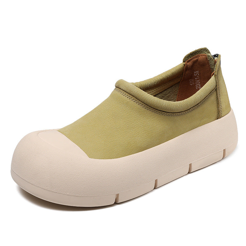 Women Minimalist Leather Thick Soled Casual Shoes-RAIIFY