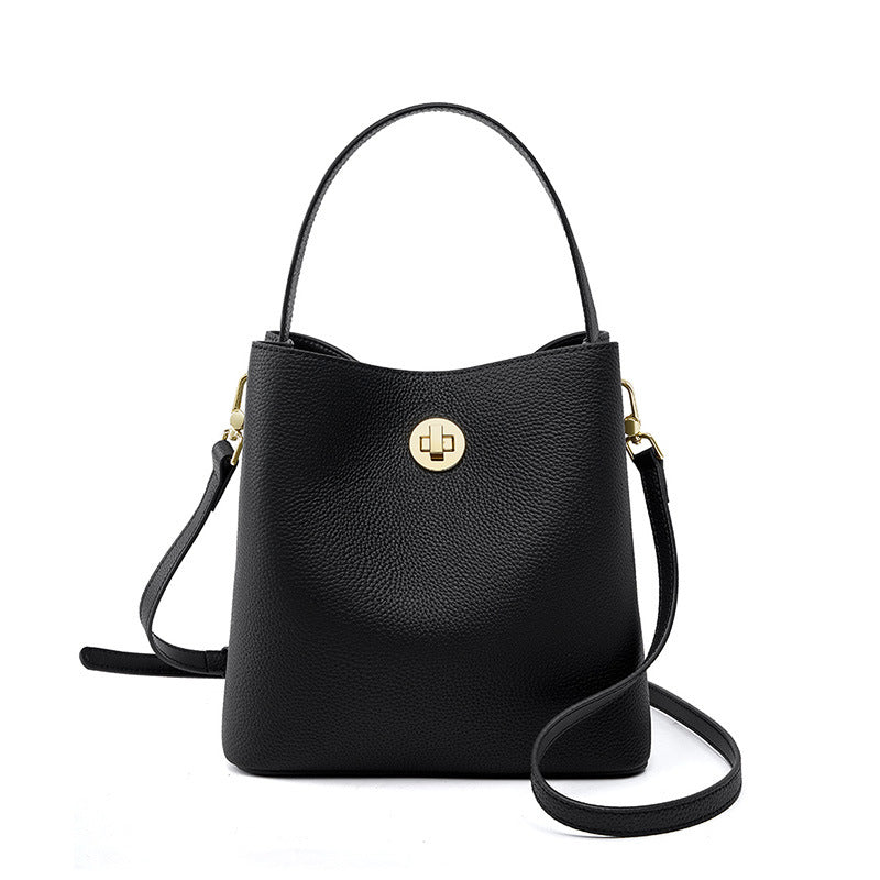 Women Soft Cowhide Minimalist Fashion Bucket Shoulder Bag-RAIIFY