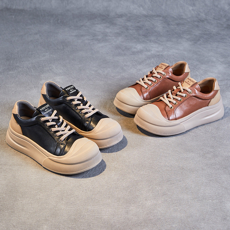 Women Stylish Leather Thick Soled Casual Shoes-RAIIFY