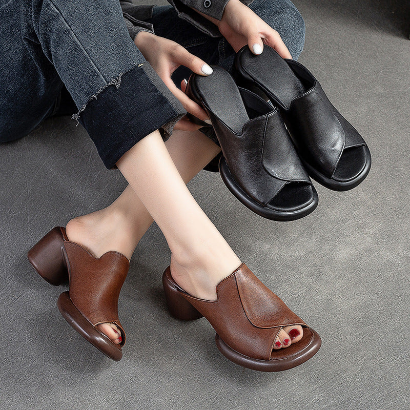 Women Summer Retro Chunky Heel Sandals-RAIIFY