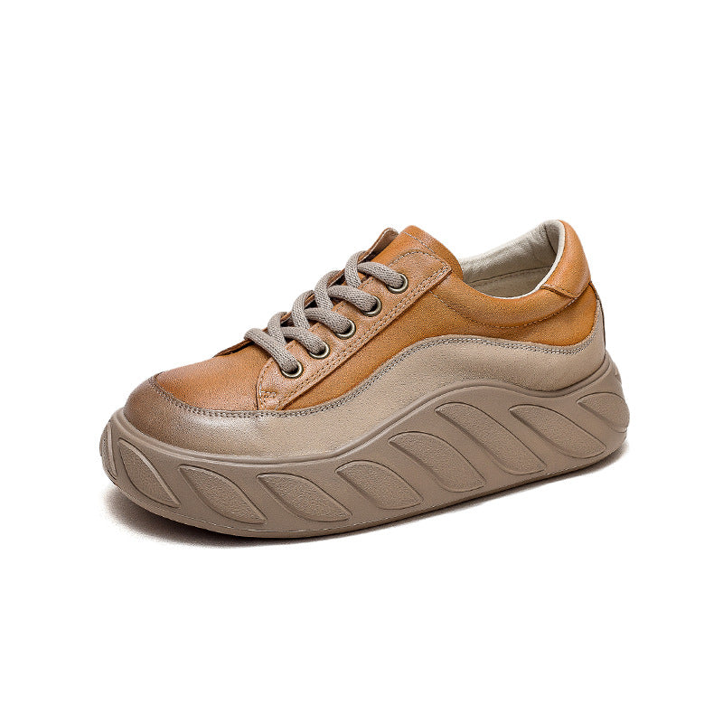 Women Minimalist Leather Comfort Thick Soled Casual Shoes-RAIIFY