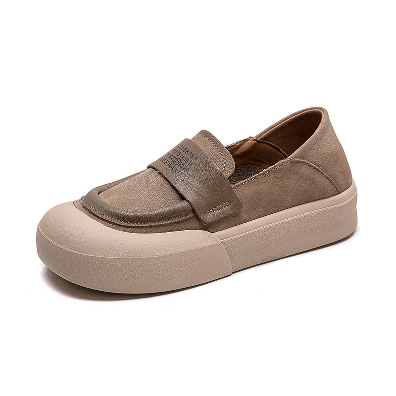 Women Minimalist Leather Flat Casual Shoes-RAIIFY