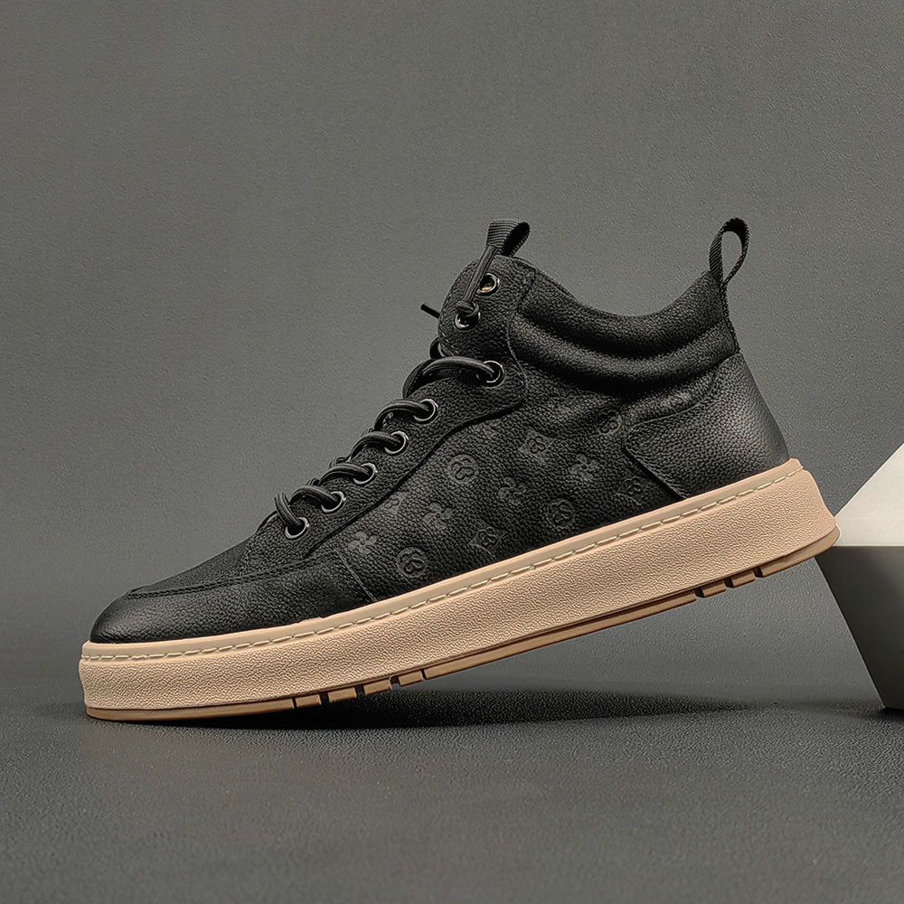 Men Retro Figured Leather Flat Casual Shoes-RAIIFY