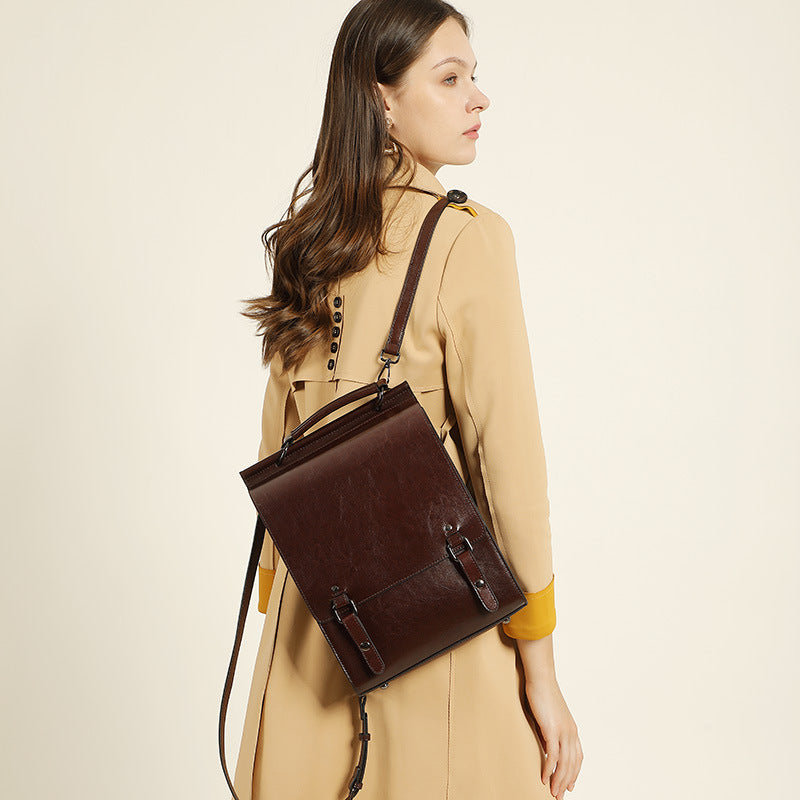 Women Vintage Cowhide Minimalist Backpack-RAIIFY