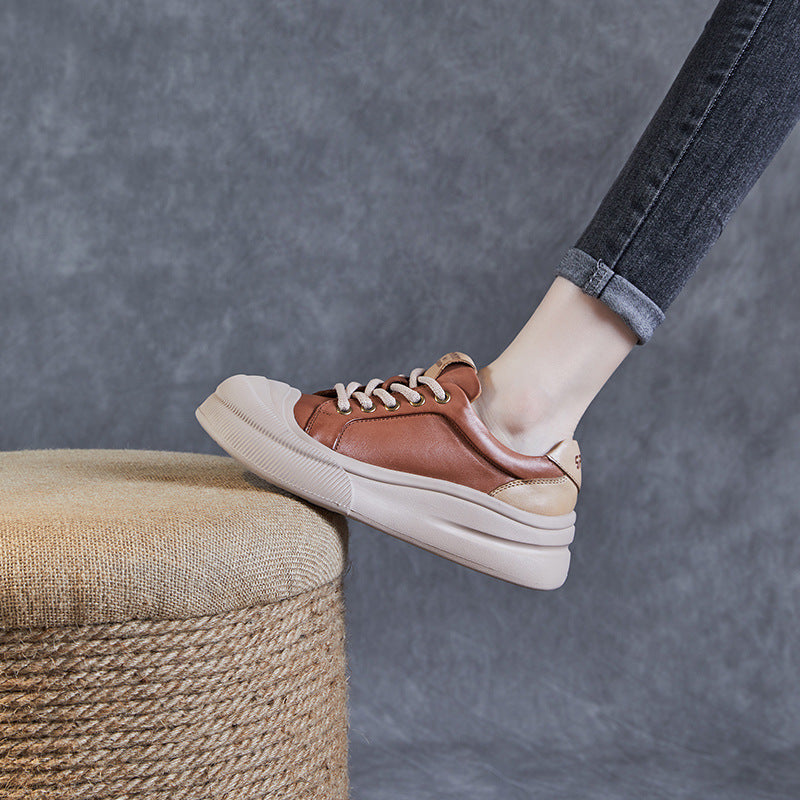 Women Stylish Leather Thick Soled Casual Shoes-RAIIFY