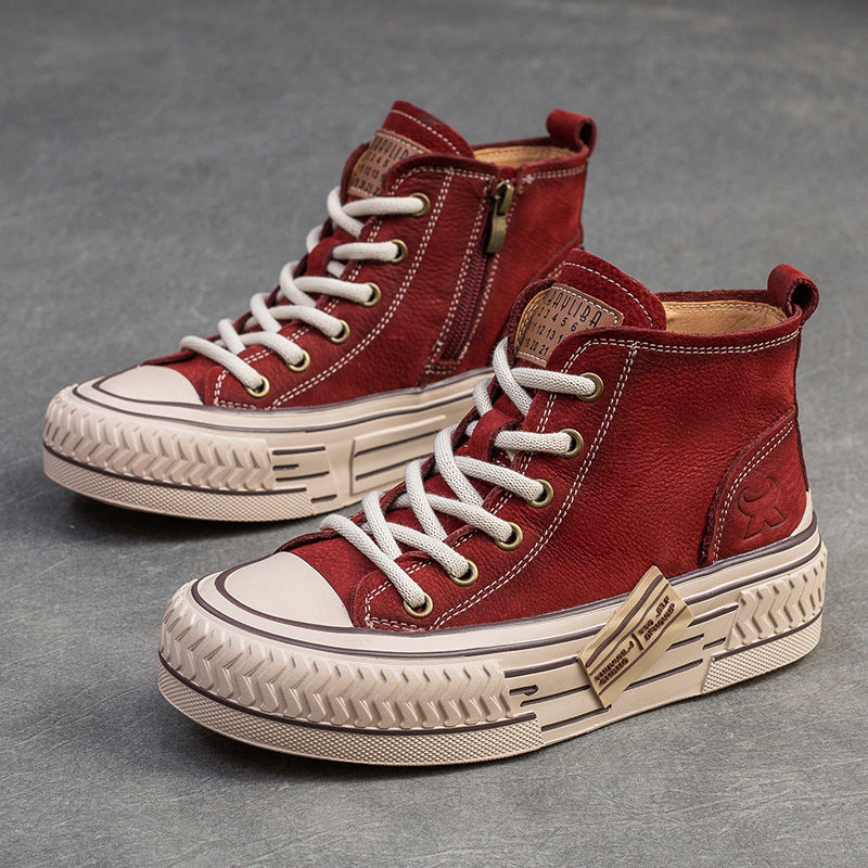 Women Fashion Cowhide Comfort Flat Ankle Boots-RAIIFY