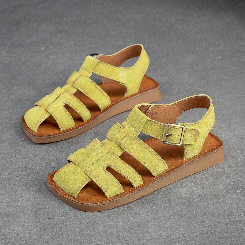Women Summer Leather Flat Casual Sandals-RAIIFY