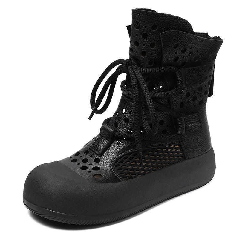 Women Retro Hollow Breathable Flat Summer Boots-RAIIFY