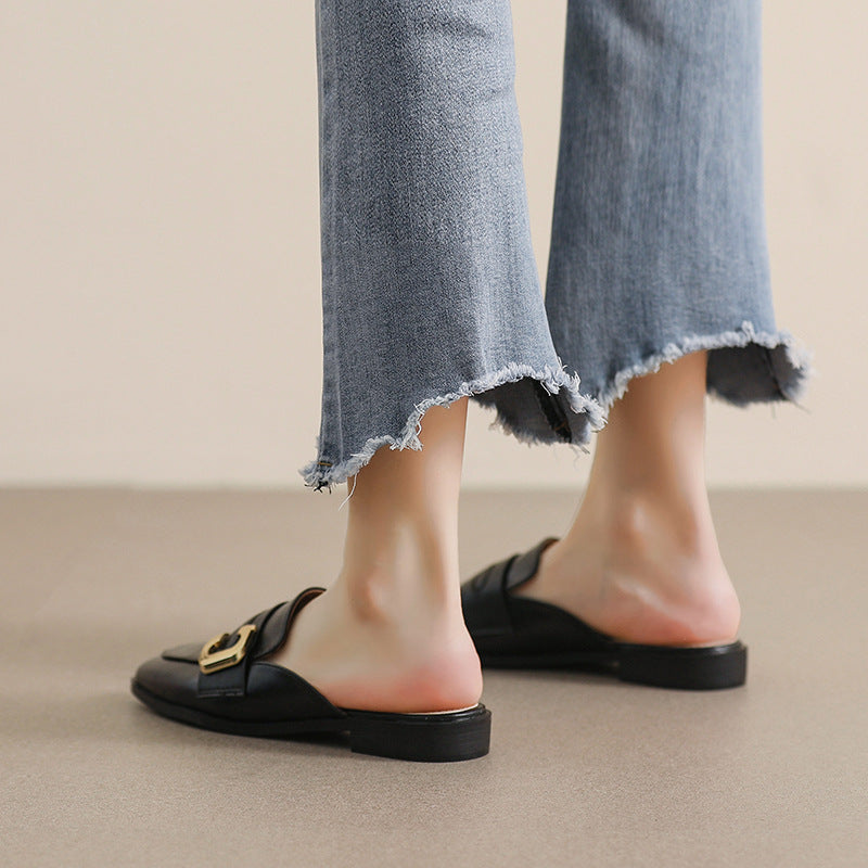 Women Retro Pointed Toe Flat Mules-RAIIFY