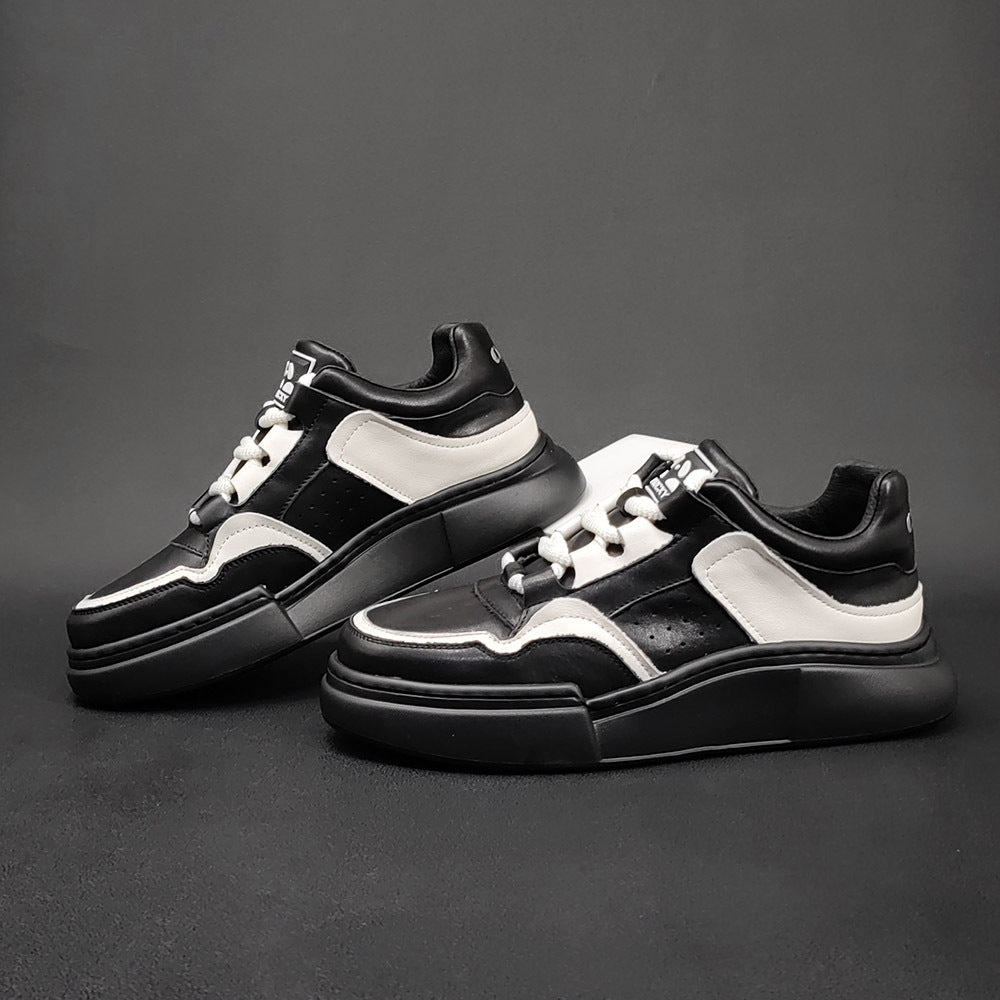 Men Breathable Leather Patchwork Thick Soled Casual Sneakers-RAIIFY