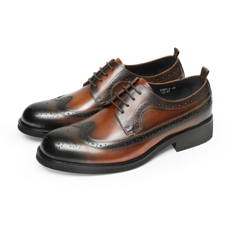Men Classic Embossing Patchwork Cowhide Oxford Shoes-RAIIFY