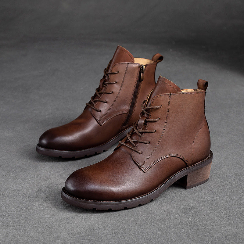 Women Classic Minimalist Chunky Heel Ankle Boots-RAIIFY