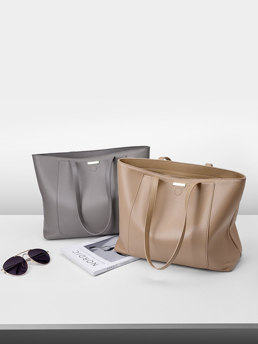 Women Casual Soft Cowhide Leather Tote Shoulder Bag-RAIIFY