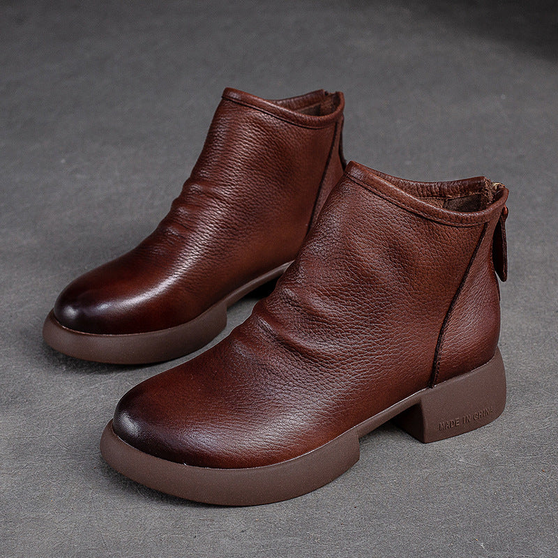 Women Minimalist Soft Leather Casual Ankle Boots-RAIIFY