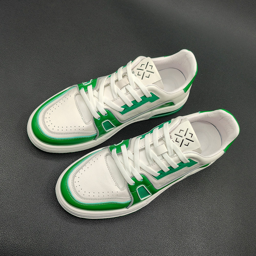 Men Stylish Breath Leather Flat Casual Sneakers-RAIIFY