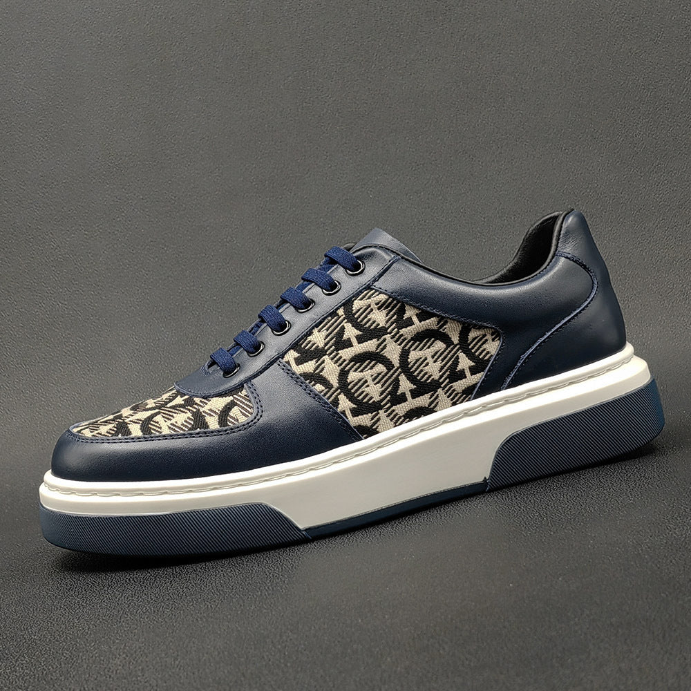 Men Fashion Leather Flat Casual Sneakers-RAIIFY