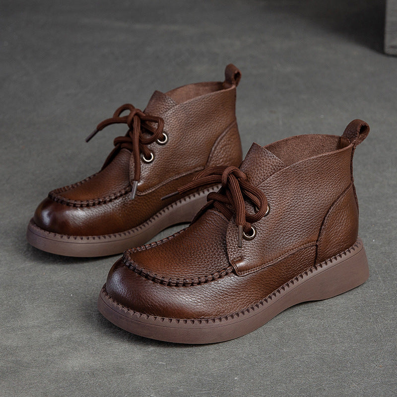 Women Minimalist Soft Leather Casual Ankle Boots-RAIIFY