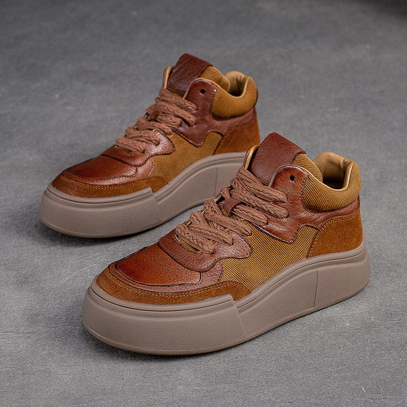 Women Retro Patchwork Thick Soled Casual Shoes-RAIIFY