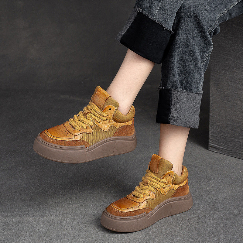 Women Retro Patchwork Thick Soled Casual Shoes-RAIIFY