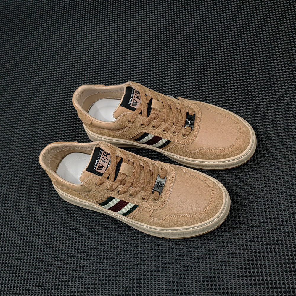 Men Patchwork Leather Stylish Flat Casual Sneakers-RAIIFY