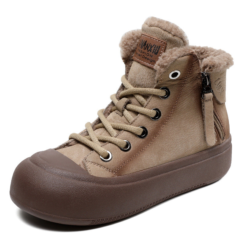 Women Winter Stylish Leather Warm Ankle Boots-RAIIFY