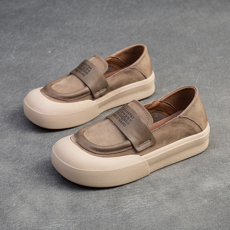 Women Minimalist Leather Flat Casual Shoes-RAIIFY
