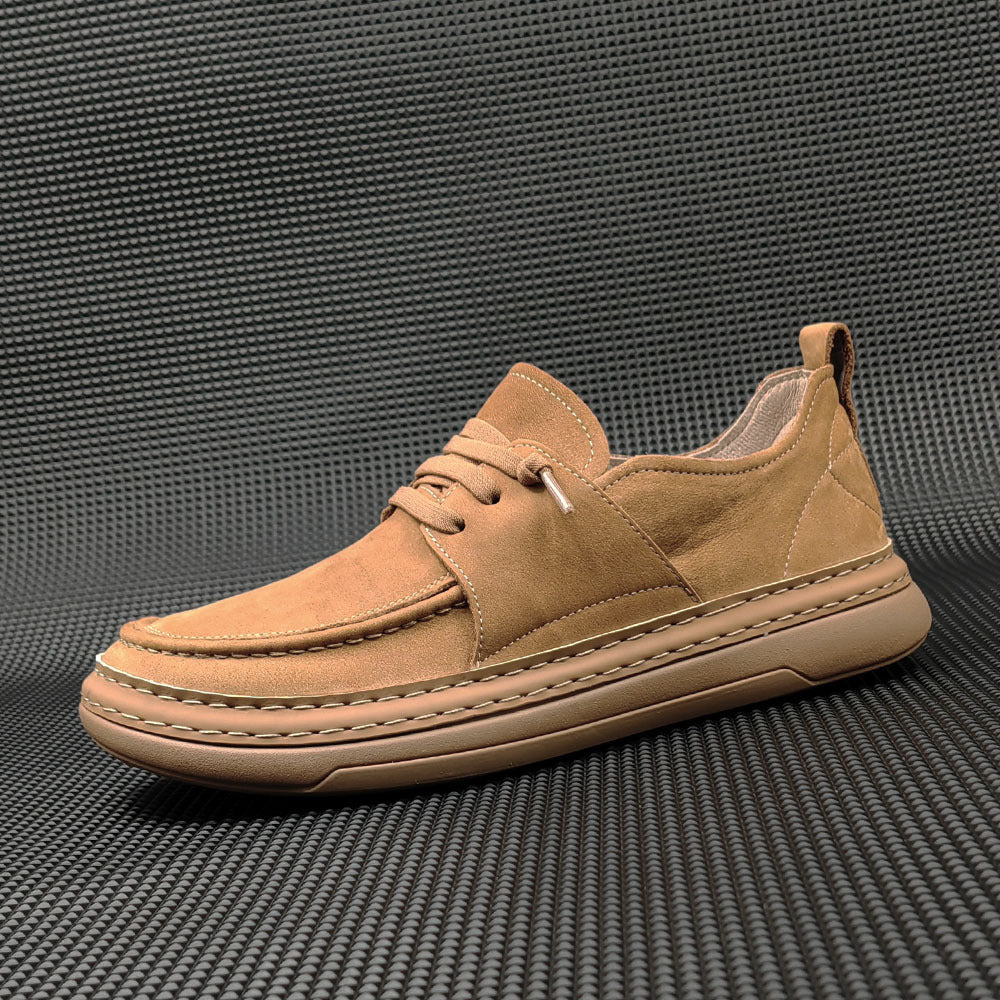Men Minimalist Solid Leather Flat Casual Shoes-RAIIFY