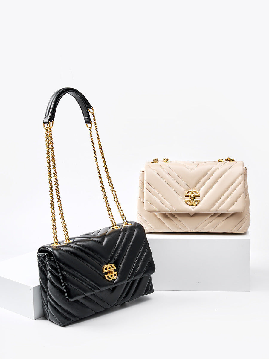 Women Stylish Leather Casual Chain Strap Shoulder Bag-RAIIFY