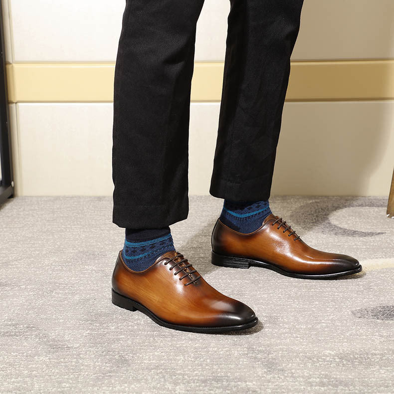 Men Leather Handmade Dress Oxford Shoes-RAIIFY