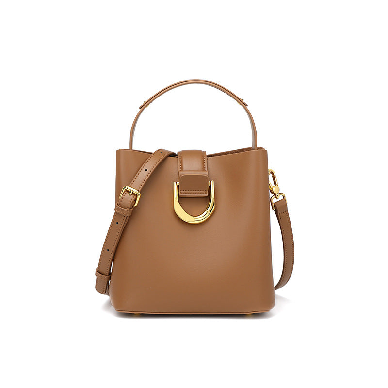 Women Fashion Cowhide Leather Bucket Crossbody Bag-RAIIFY