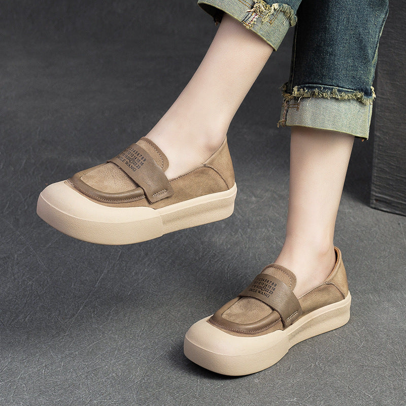Women Minimalist Leather Flat Casual Shoes-RAIIFY