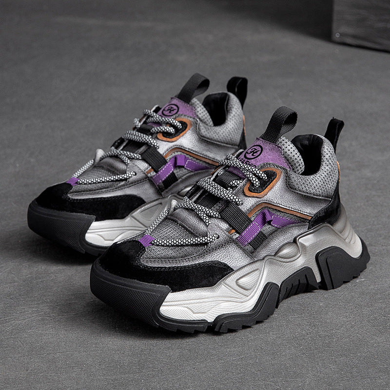 Women Retro Patchwork Casual Platform Dad Sneakers-RAIIFY