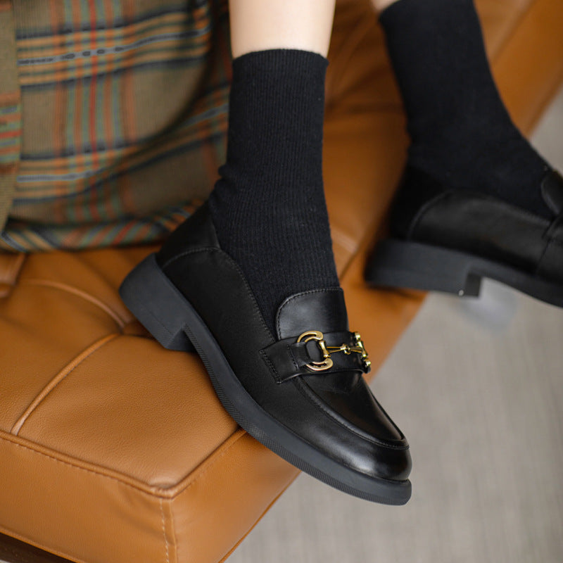 Women Retro Soft Leather Minimalist Loafers-RAIIFY