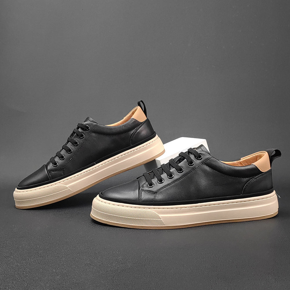 Men Fashion Minimalist Leather Casual Court Sneakers-RAIIFY