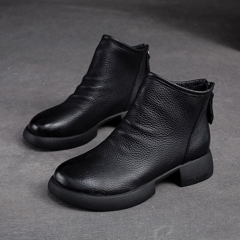 Women Minimalist Soft Leather Casual Ankle Boots-RAIIFY